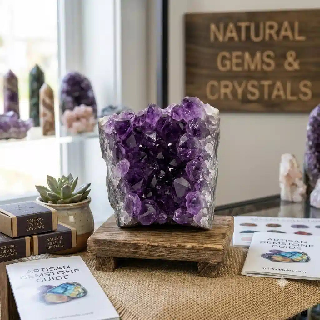 Raw Amethyst Crystal Cluster – Natural Deep Purple Geode Specimen